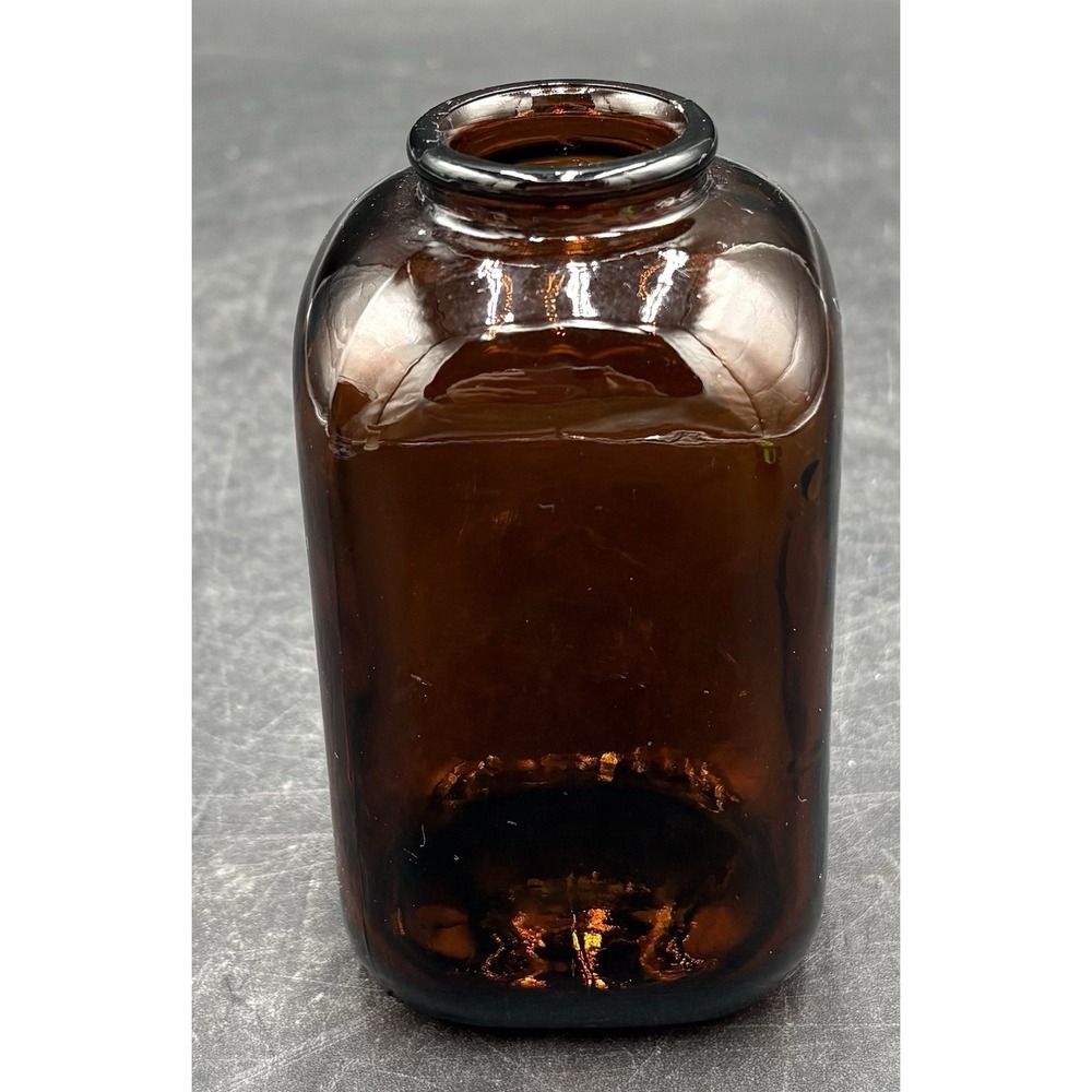 Vtg Snuff Jar Amber Brown Glass Levi Garrett 4 Dots In Square 4" Tall